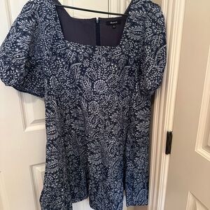 Madewell Poplin Puff-Sleeve Tiered Babydoll Dress in Paisley Garden